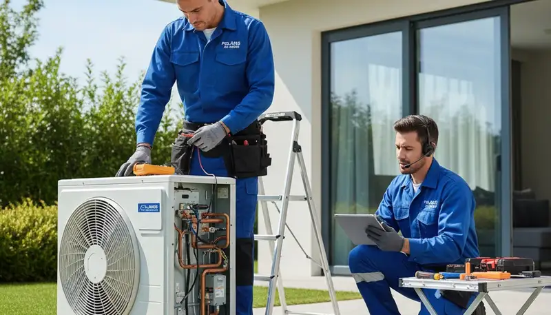 Technician repairing residential air conditioner unit in Richmond, VA for Five Star Cooling service