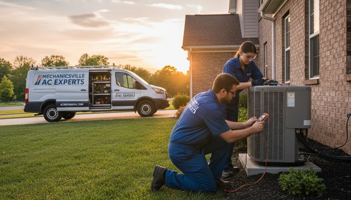 Professional AC repair technician servicing home air conditioner in Richmond VA