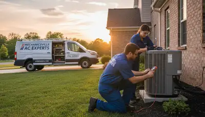Professional AC repair technician servicing home air conditioner in Richmond VA