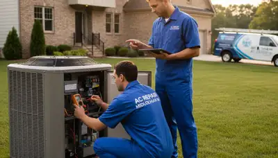 Professional AC repair technician servicing air conditioner in Richmond VA home