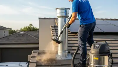 Technician performing professional dryer vent cleaning service in Richmond, VA home