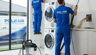 Technician cleaning dryer vent for home safety in Richmond, VA – Five Star Cooling service